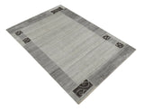 Modern Style 4.7x6.5 Brown and Silver Wool Hand Woven Area Rug