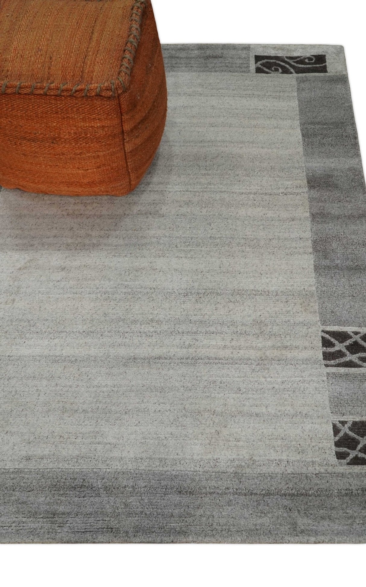 Modern Style 4.7x6.5 Brown and Silver Wool Hand Woven Area Rug