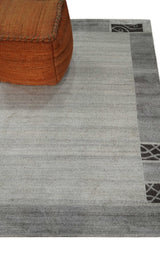 Modern Style 4.7x6.5 Brown and Silver Wool Hand Woven Area Rug