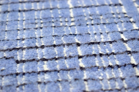 Modern Style Blue and Ivory Hand Knotted Wool 2x3 Area Rug