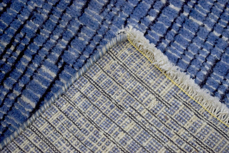 Modern Style Blue and Ivory Hand Knotted Wool 2x3 Area Rug