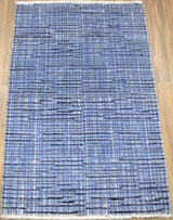 Modern Style Blue and Ivory Hand Knotted Wool 2x3 Area Rug