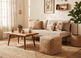 Modern Style Gold Hand Braided boho Jute Pouf