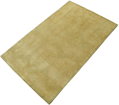 Modern Style Gold Hand Tufted Wool 5x8 Area Rug
