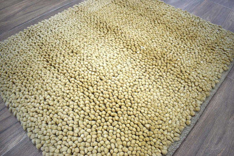 Modern Style Gold Handmade Wool 3x3 Area Rug