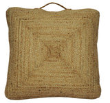 Modern Style Hand Braided Gold Jute Square Pouf