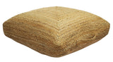Modern Style Hand Braided Gold Jute Square Pouf