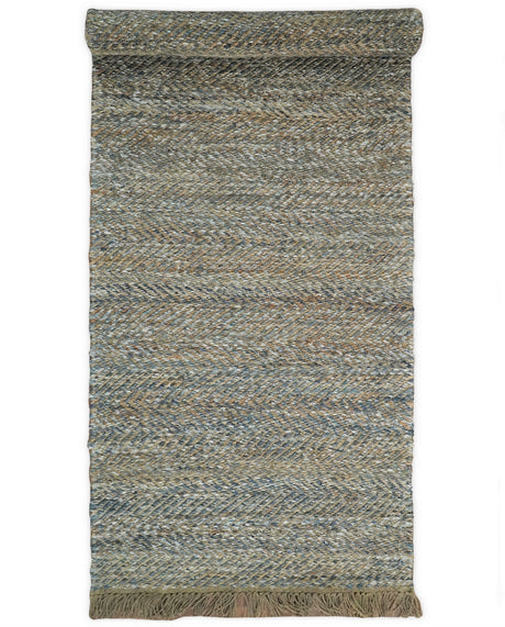 Modern Style Hand Woven Gray and Brown Jute and Art Silk Rug