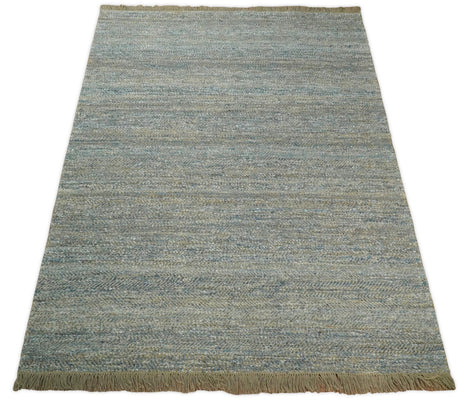 Modern Style Hand Woven Gray and Brown Jute and Art Silk Rug