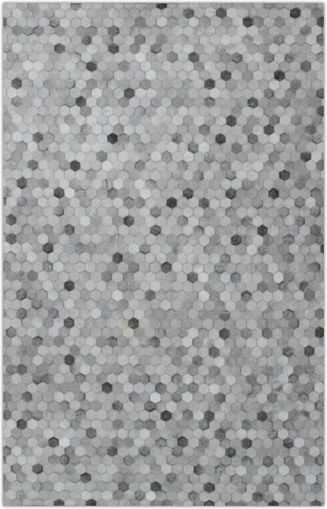 Modern Style Handmade Genuine Leather Silver Area Rug