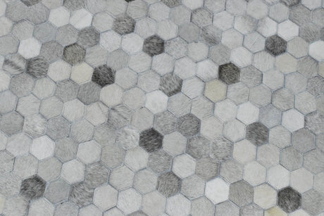 Modern Style Handmade Genuine Leather Silver Area Rug