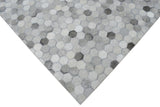 Modern Style Handmade Genuine Leather Silver Area Rug