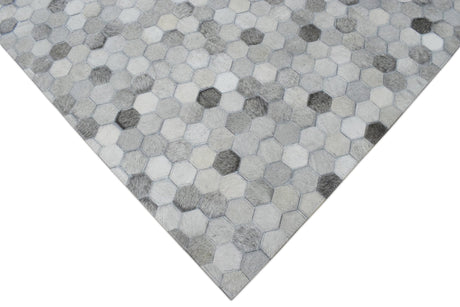 Modern Style Handmade Genuine Leather Silver Area Rug