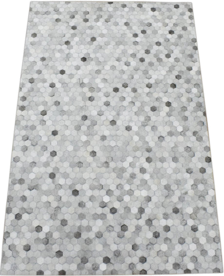 Modern Style Handmade Genuine Leather Silver Area Rug