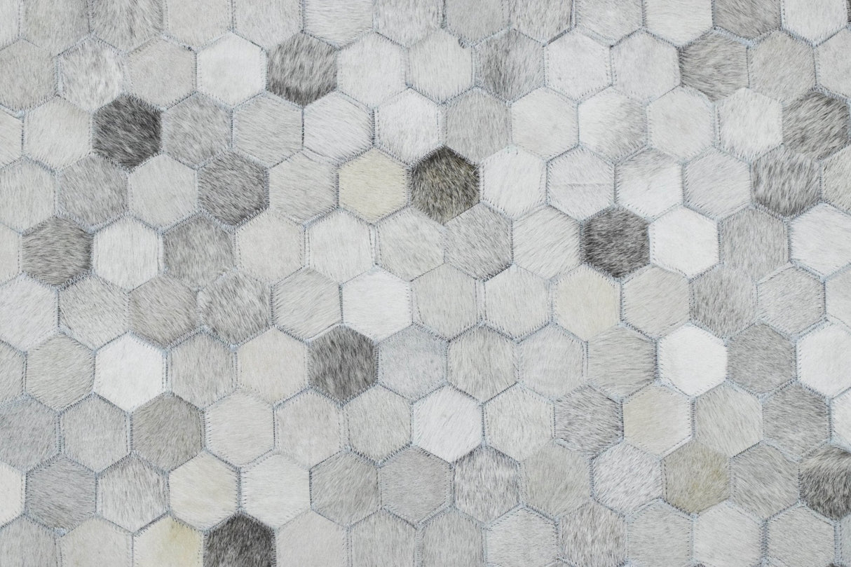 Modern Style Handmade Genuine Leather Silver Area Rug