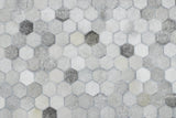 Modern Style Handmade Genuine Leather Silver Area Rug
