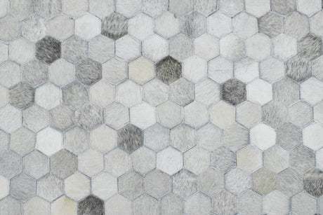 Modern Style Handmade Genuine Leather Silver Area Rug