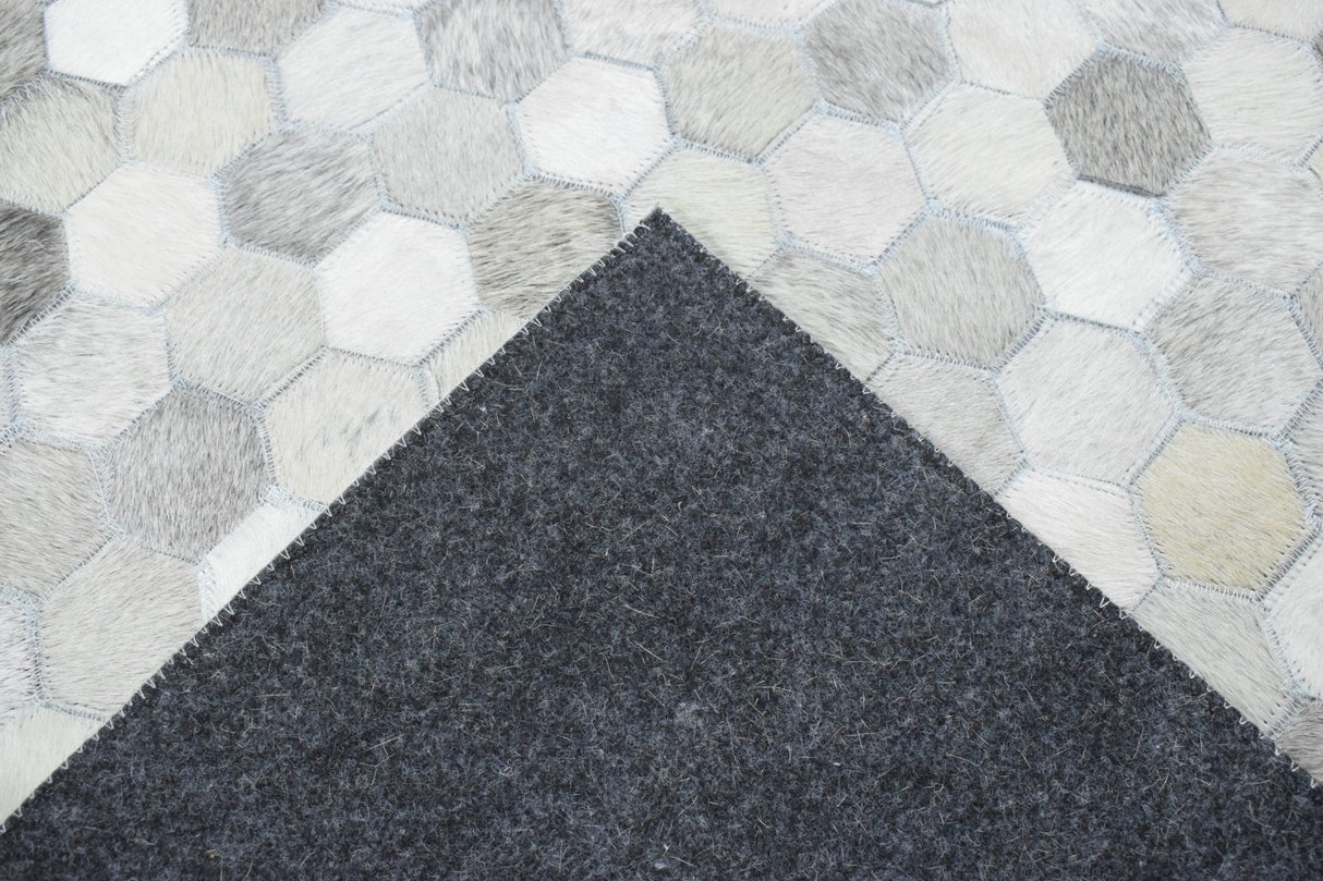 Modern Style Handmade Genuine Leather Silver Area Rug