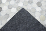 Modern Style Handmade Genuine Leather Silver Area Rug