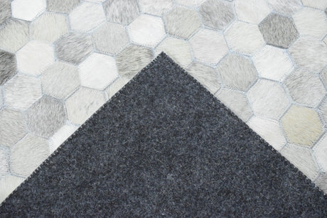 Modern Style Handmade Genuine Leather Silver Area Rug