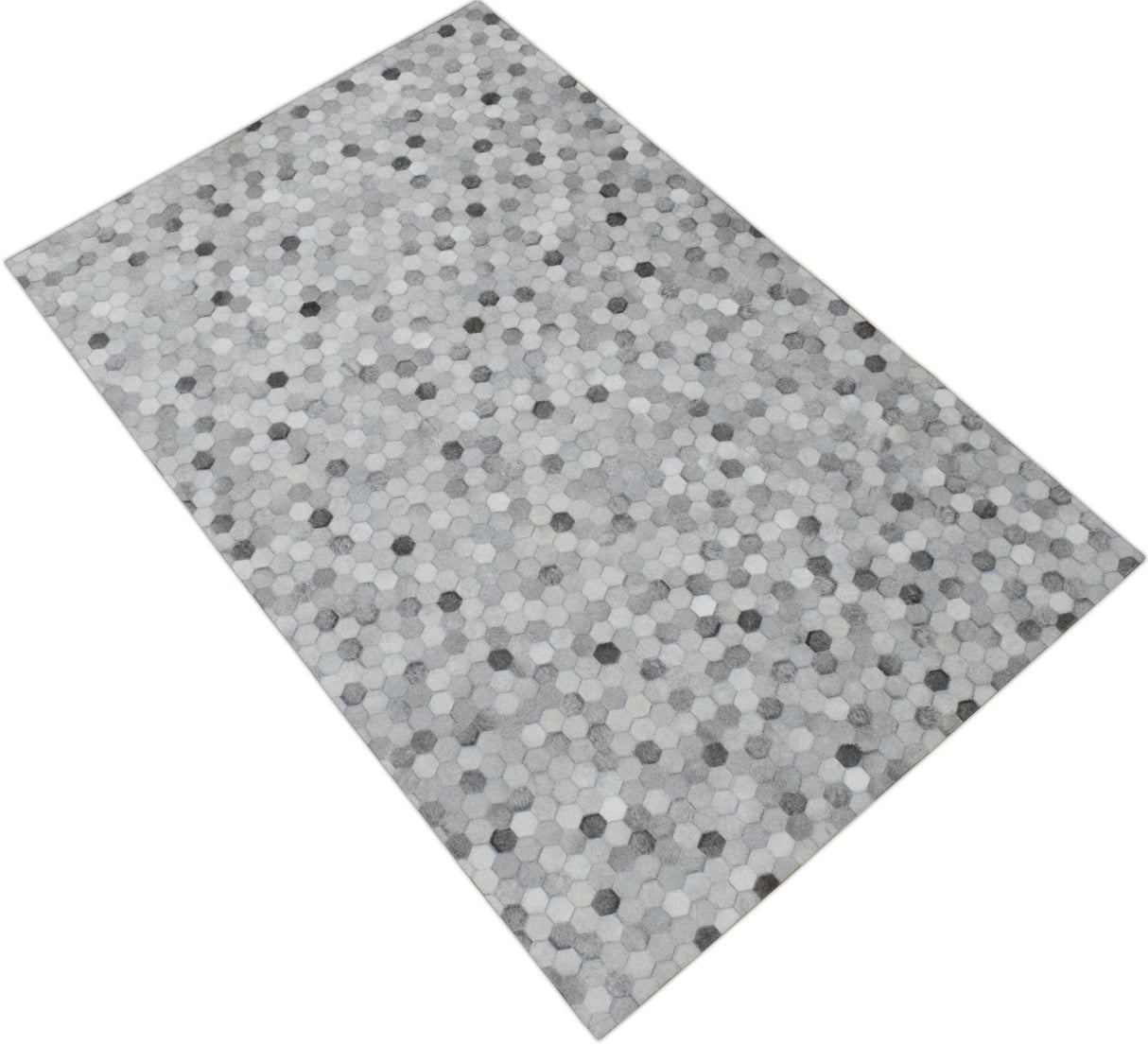 Modern Style Handmade Genuine Leather Silver Area Rug