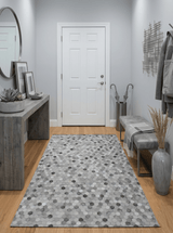 Modern Style Handmade Genuine Leather Silver Area Rug