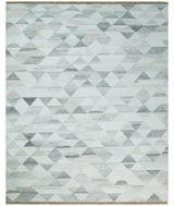 Modern Style Ivory and Gray Kilim Fine Wool Blend Rug