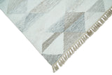 Modern Style Ivory and Gray Kilim Fine Wool Blend Rug