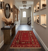 Modern Style Maroon 5x7 Wool Hand Knotted Antique Rug