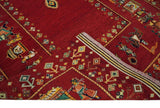 Modern Style Maroon 5x7 Wool Hand Knotted Antique Rug