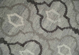 Modern Trellis Channel 6x8 Silver and Brown Natural Wool Hand Woven Rug