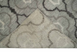 Modern Trellis Channel 6x8 Silver and Brown Natural Wool Hand Woven Rug