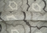 Modern Trellis Channel 6x8 Silver and Brown Natural Wool Hand Woven Rug