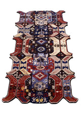 Modern Tribal Design Maroon Hand Tufted 4x8 Wool Area Rug