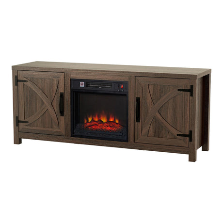 Modern White Electric Fireplace TV Stand For 58 Inch TV Storage Cabinet For Living Room