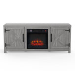 Modern White Electric Fireplace TV Stand For 58 Inch TV Storage Cabinet For Living Room