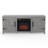 Modern White Electric Fireplace TV Stand For 58 Inch TV Storage Cabinet For Living Room