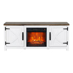 Modern White Electric Fireplace TV Stand For 58 Inch TV Storage Cabinet For Living Room