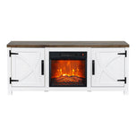 Modern White Electric Fireplace TV Stand For 58 Inch TV Storage Cabinet For Living Room