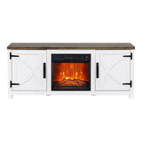 Modern White Electric Fireplace TV Stand For 58 Inch TV Storage Cabinet For Living Room