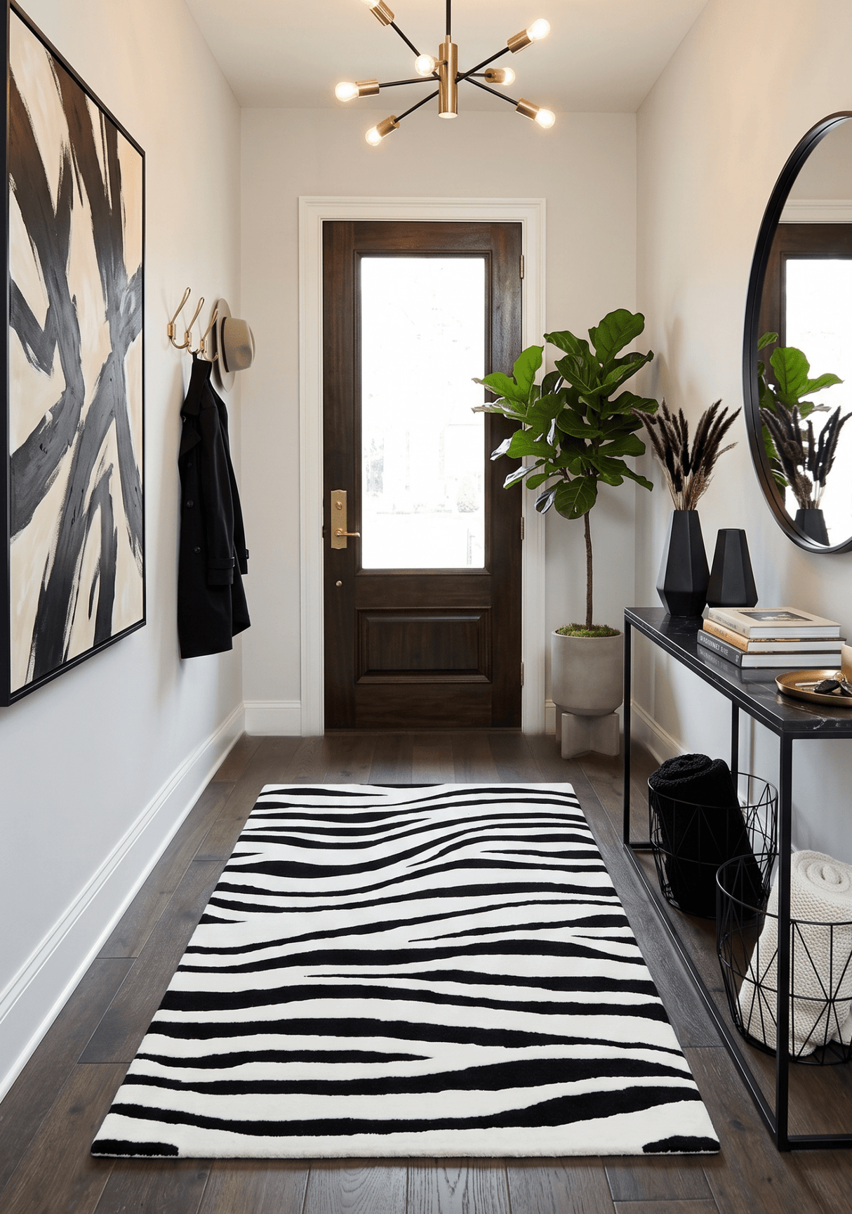 Modern Zebra Hand Tufted Black and White Wool Area Rug