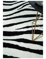Modern Zebra Hand Tufted Black and White Wool Area Rug