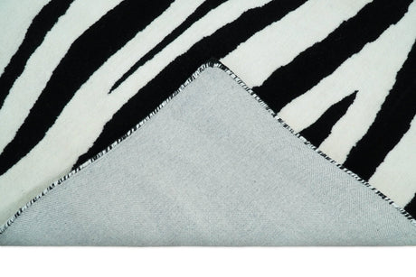 Modern Zebra Hand Tufted Black and White Wool Area Rug