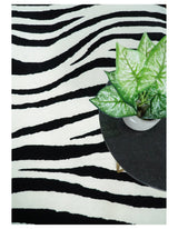Modern Zebra Hand Tufted Black and White Wool Area Rug