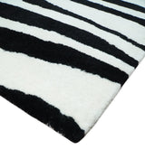 Modern Zebra Hand Tufted Black and White Wool Area Rug