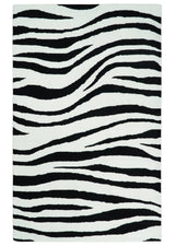Modern Zebra Hand Tufted Black and White Wool Area Rug