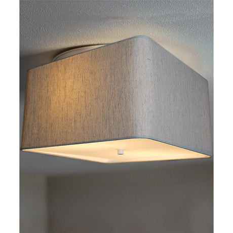 Moderne Flush Mount Conversion Kit 16"w Rounded Corner Square Oatmeal Drum Shade-Flush Mount-Parc Decor