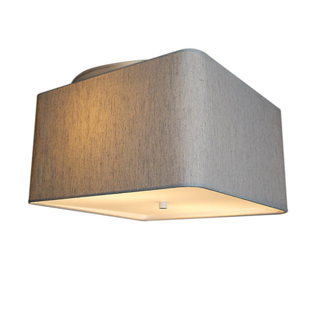 Moderne Flush Mount Conversion Kit 16"w Rounded Corner Square Oatmeal Drum Shade-Flush Mount-Parc Decor