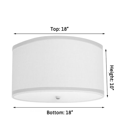 Moderne Flush Mount Conversion Kit 18"w White Linen Shallow Drum Lampshade-Parc Decor