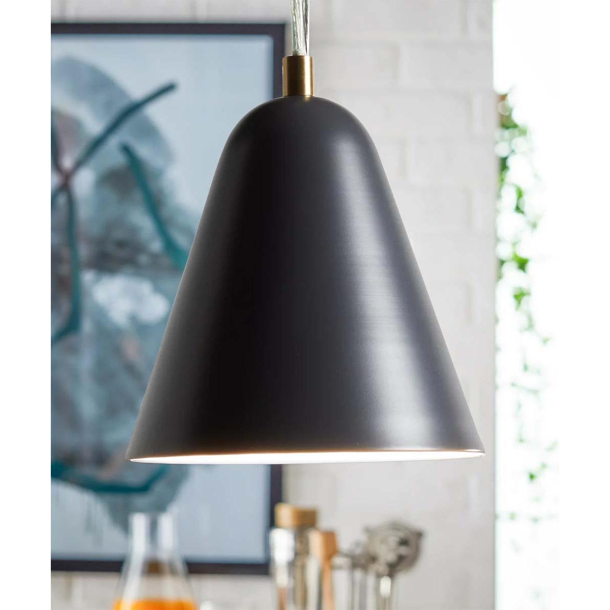 MoDRN 7"W 1-Light Scandinavian Mini-Pendant Light Fixture, Black Metal Finish